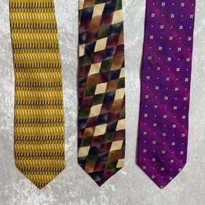Set of 3 Vintage 100% Silk Ties